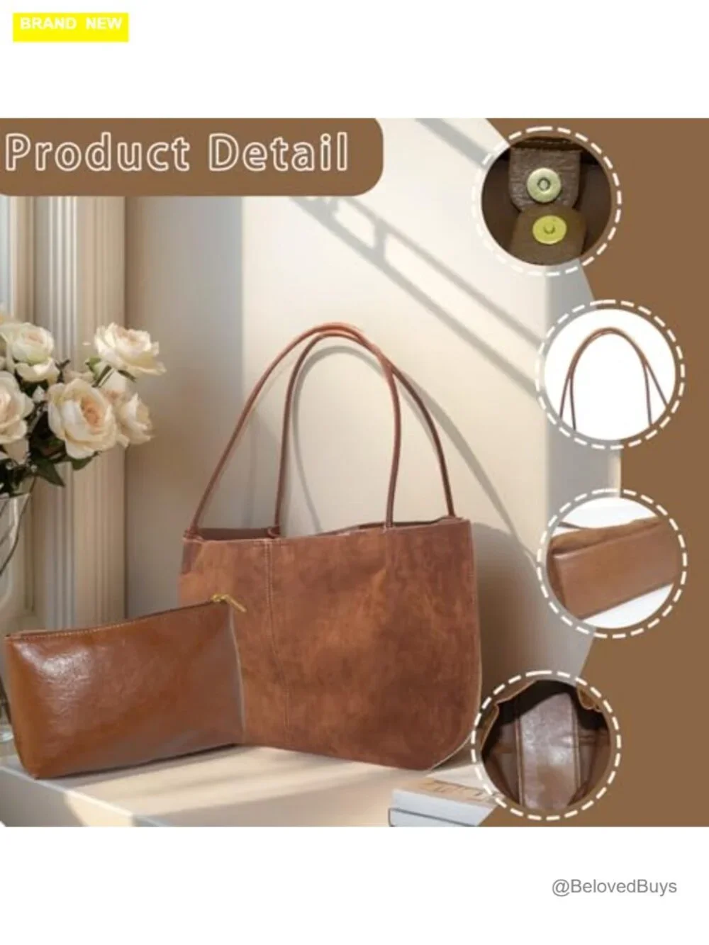 Large Faux Suede Hobo Tote Shoulder Bag
